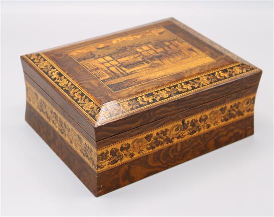 Tunbridge Ware box depicting Shakespeares birthplace attributed to Henry Hollamby